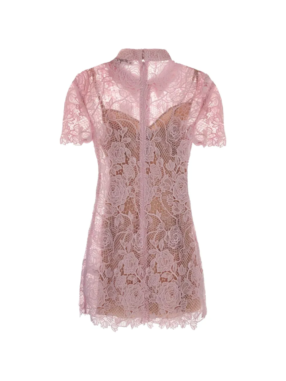 Self-Portrait Button-down jurk met kant Roze