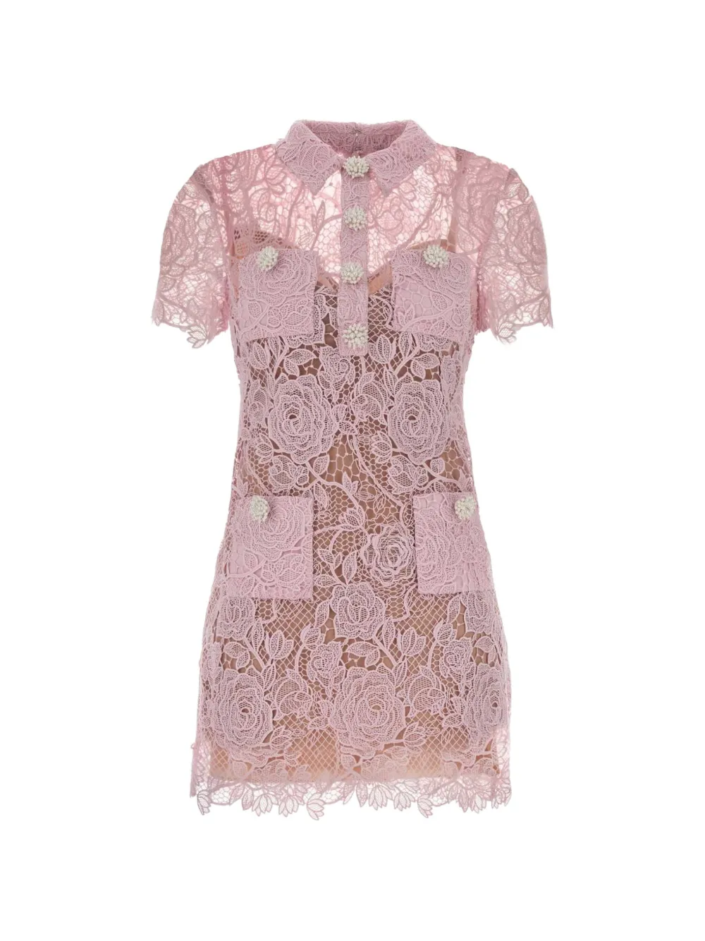 Self-Portrait lace button-down mini dress