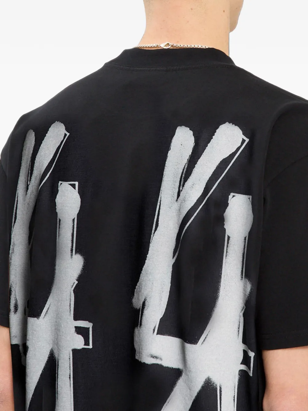 44 LABEL GROUP T-shirt met graffiti-print Zwart