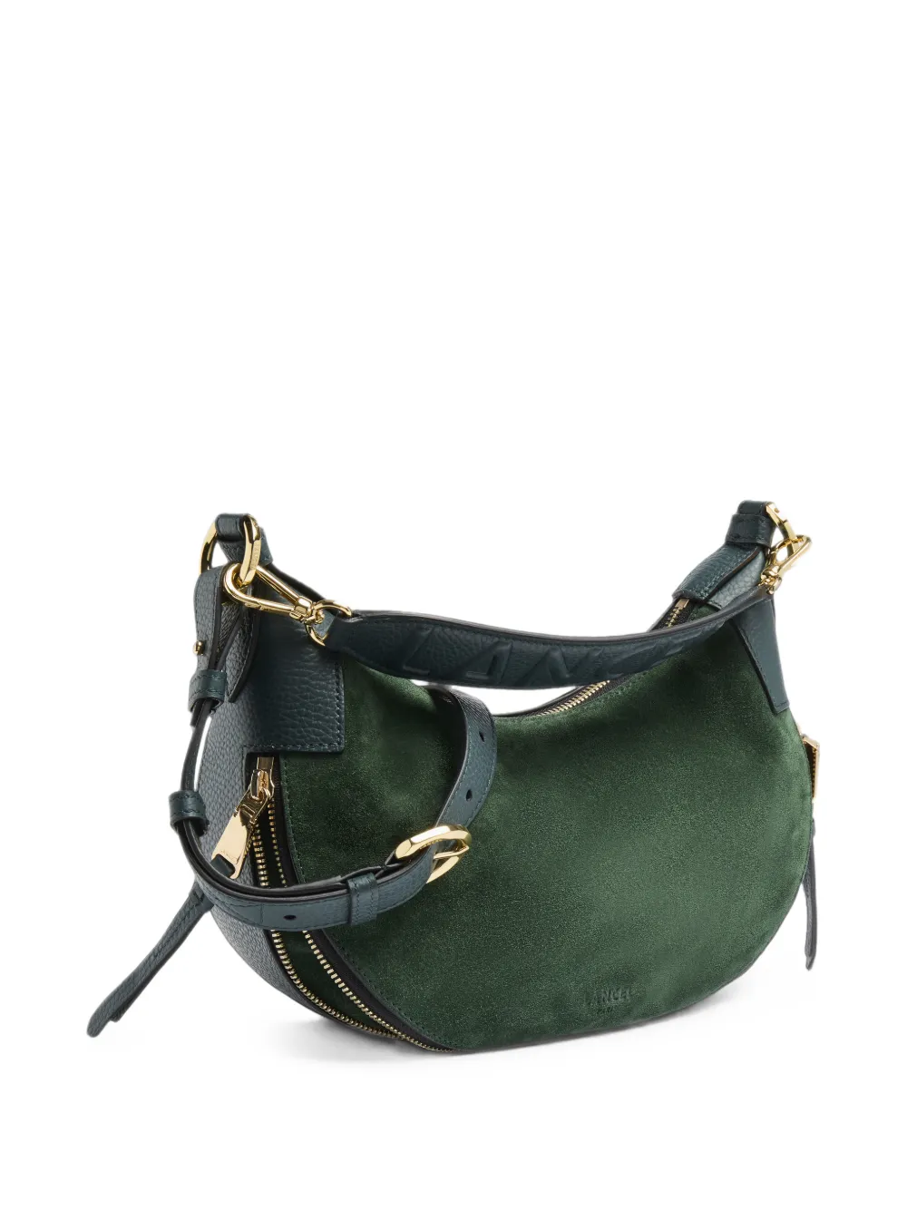 Lancel Kleine Origami suède schoudertas Groen