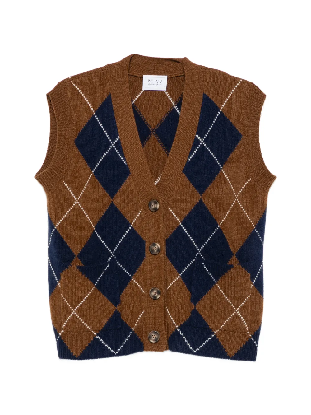 BeYou argyle-knit button-up gilet