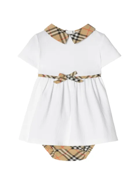 Burberry Kids House Check bow detail dress matching bloomers set