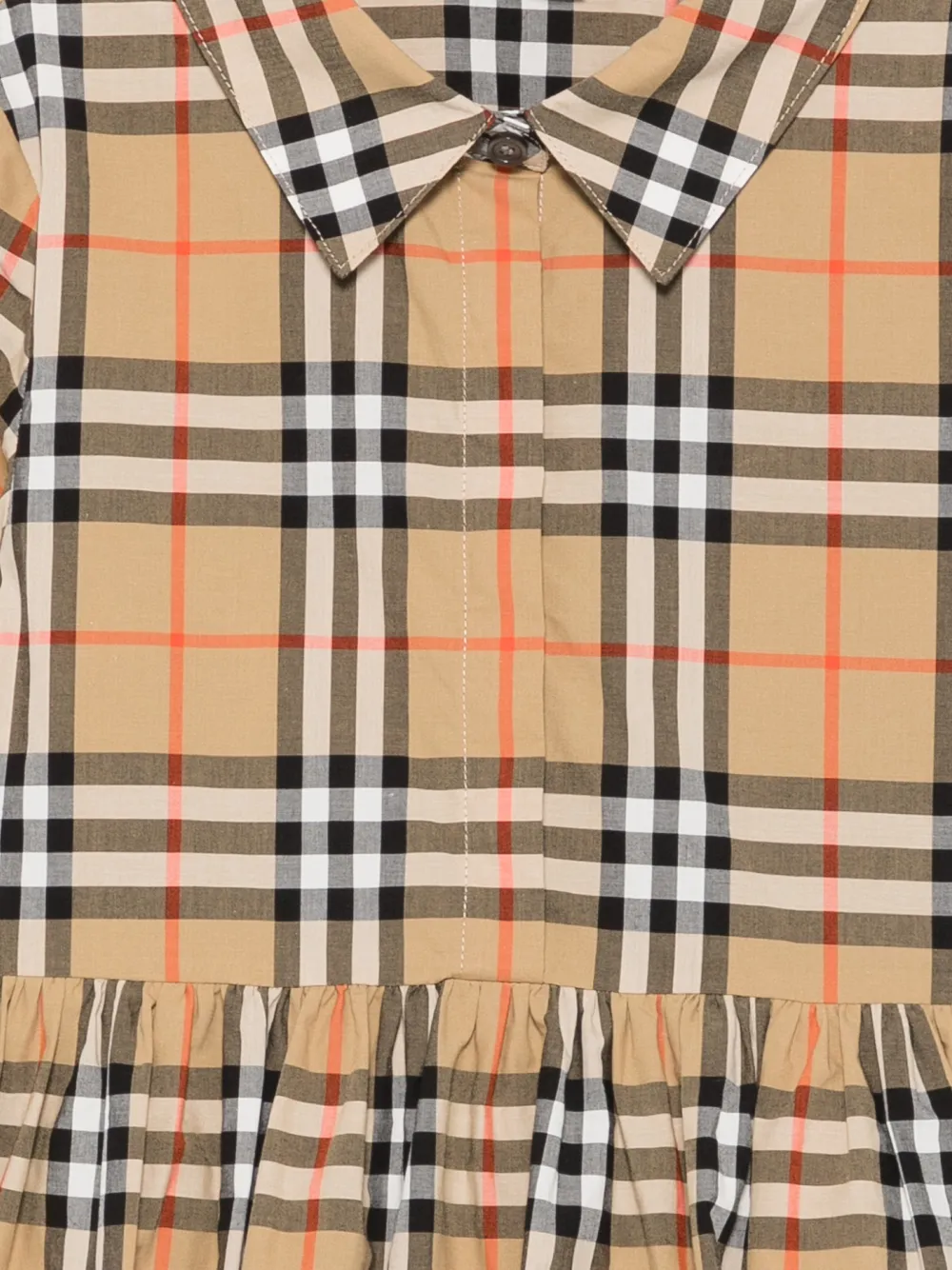 Burberry Kids Geruite katoenen jurk Beige
