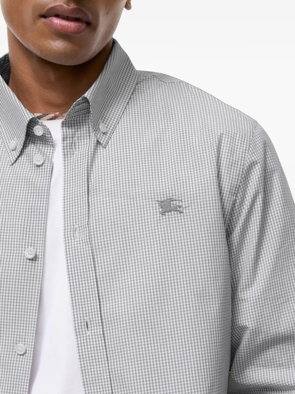 Burberry Classic-fit katoenen overhemd met gingham-ruit Wit