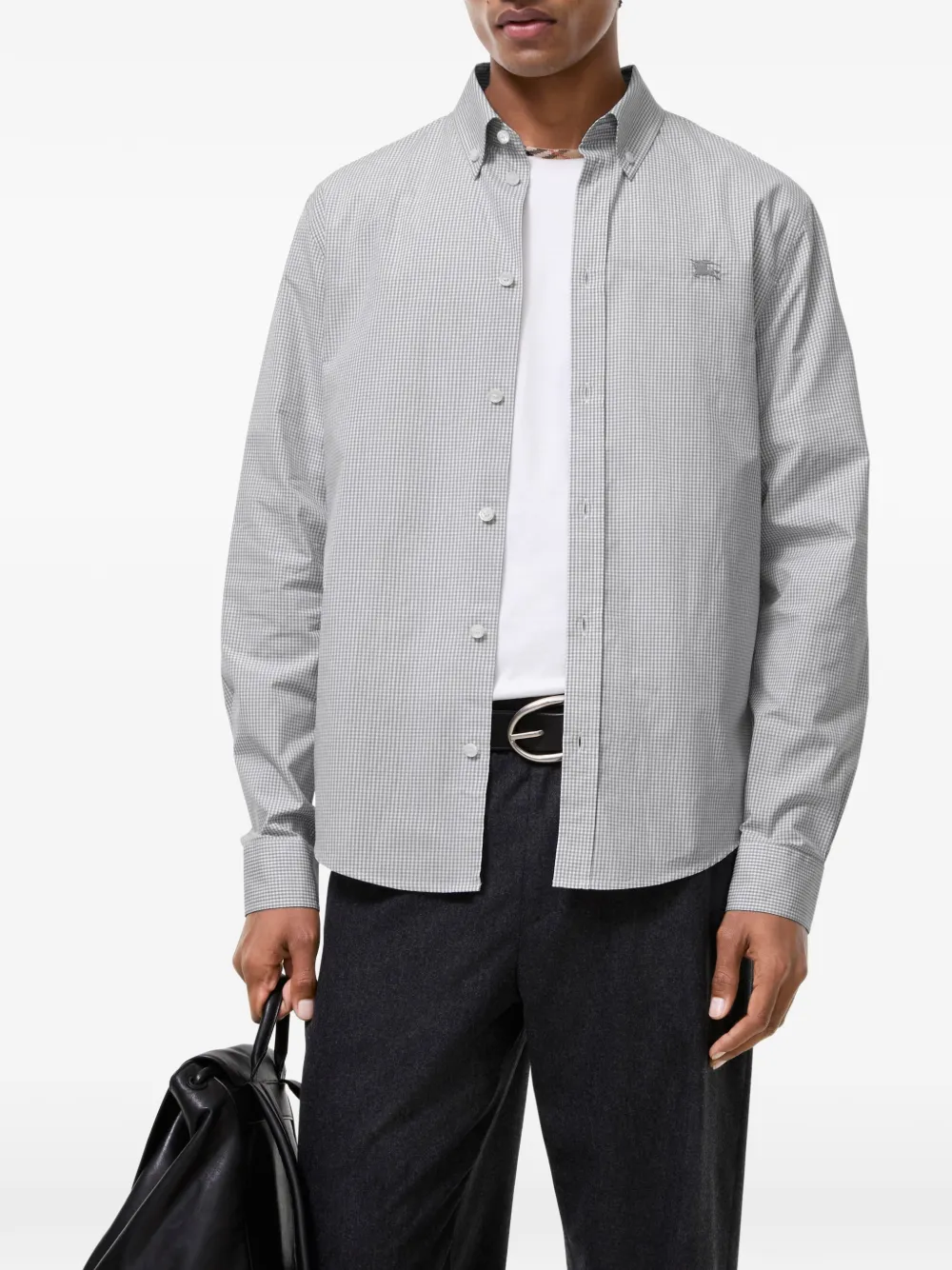 Burberry Classic-fit katoenen overhemd met gingham-ruit Wit