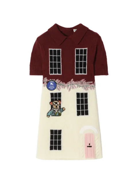 Burberry Kids Townhouse Bear intarsia-knit dress
