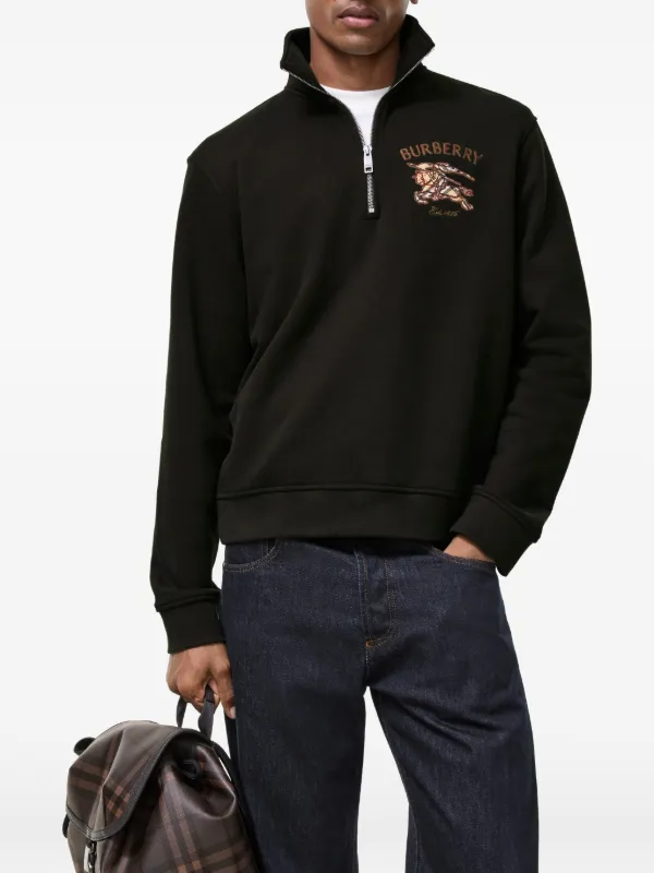 Burberry Knight Check Cotton half-zip Sweatshirt | Brown | FARFETCH