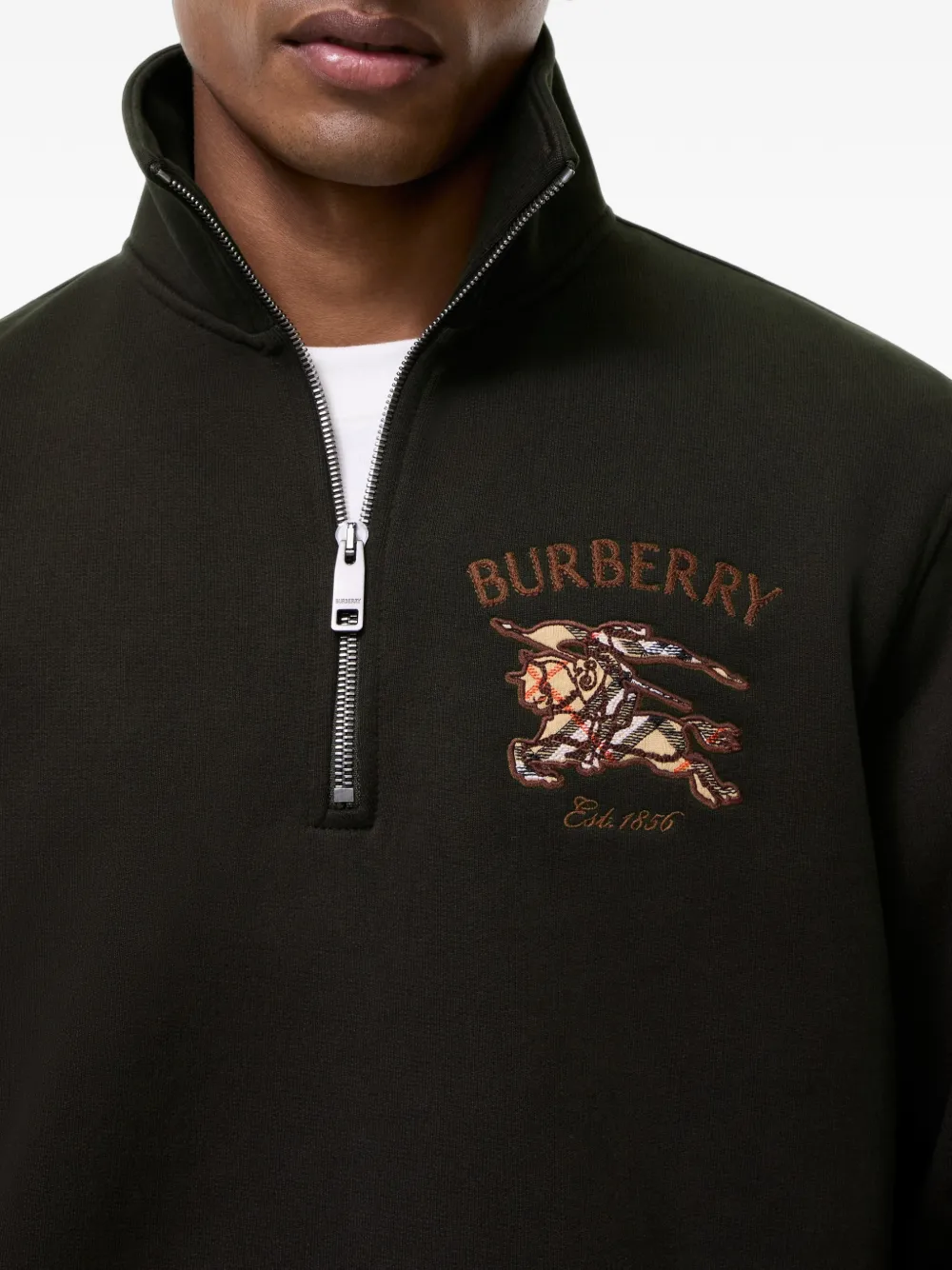 Burberry Knight geruite trui met halve rits Bruin