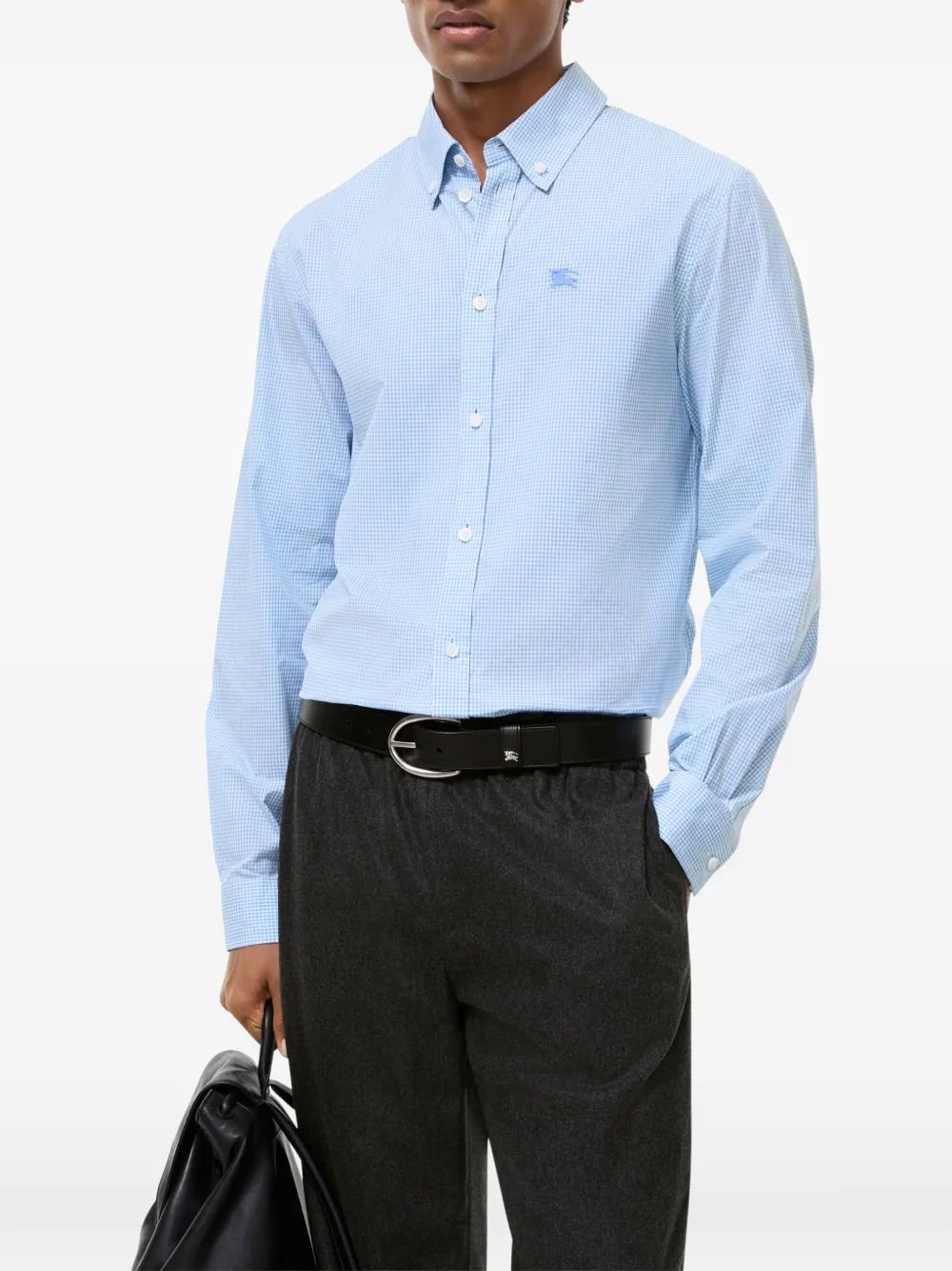 Burberry classic-fit gingham cotton shirt Blauw