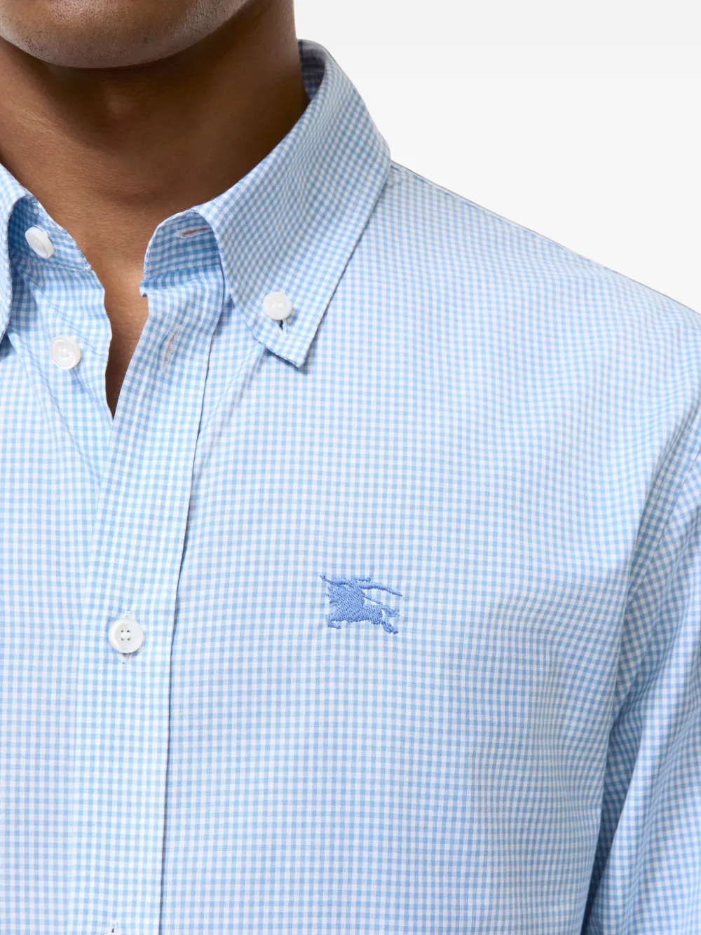 Burberry classic-fit gingham cotton shirt Blauw