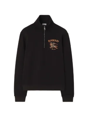 Burberry Knight Check Cotton half-zip Sweatshirt | Brown | FARFETCH