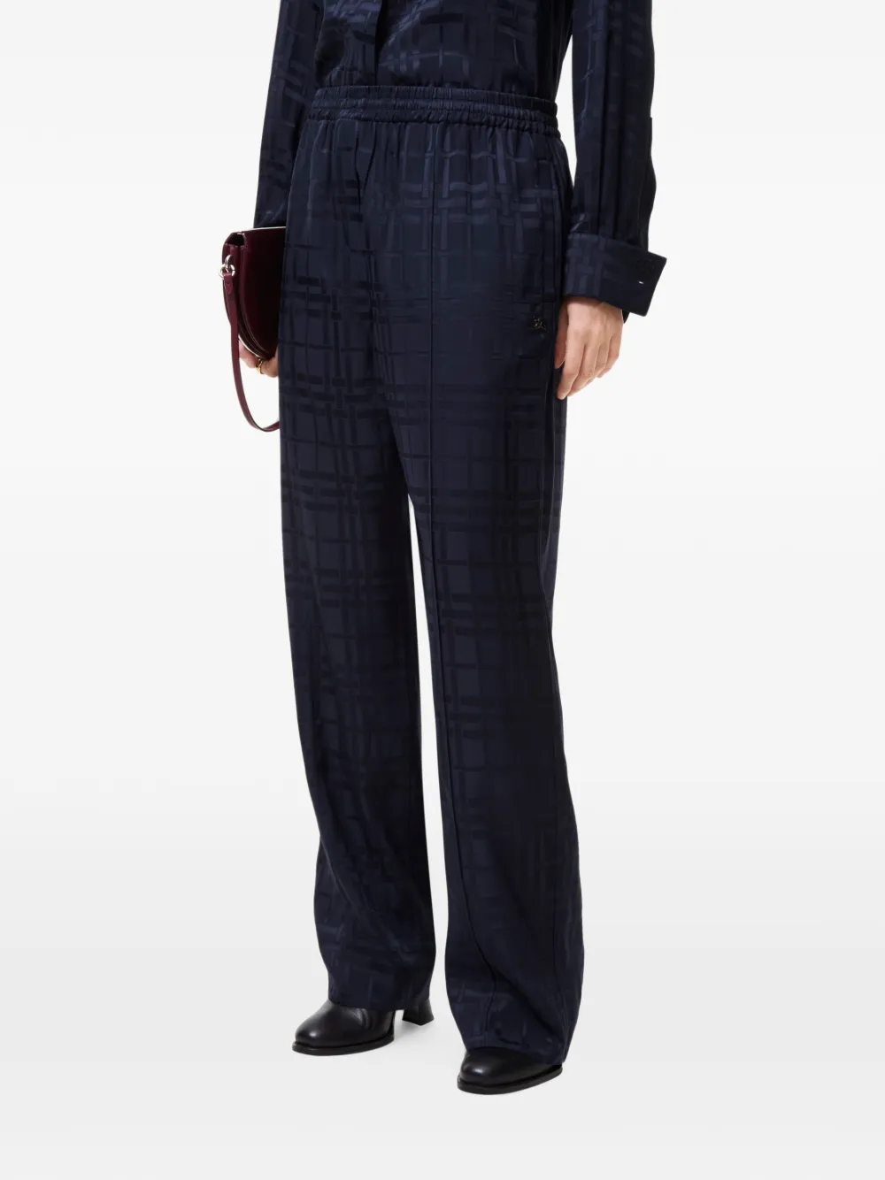 Burberry Geruite zijden broek Blauw
