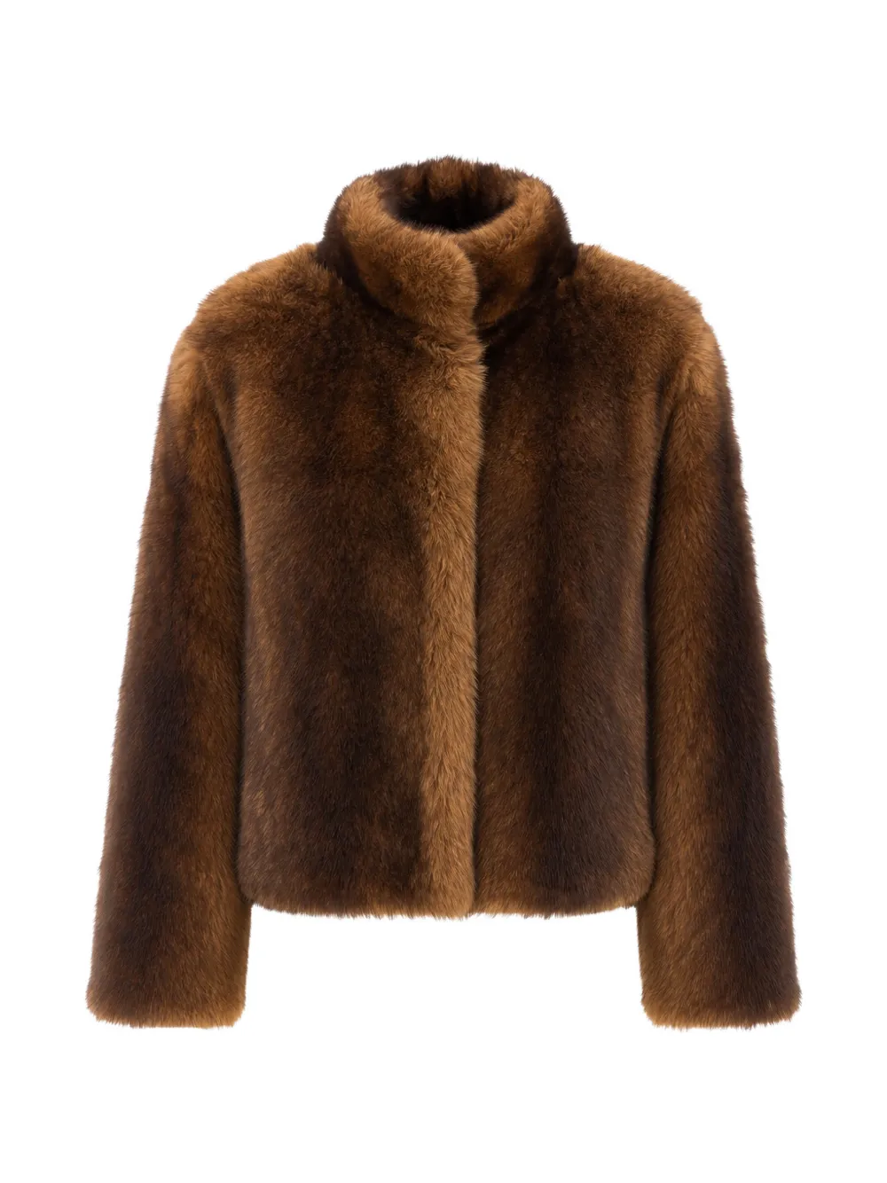 Yves Salomon high-neck shearling jacket - Braun