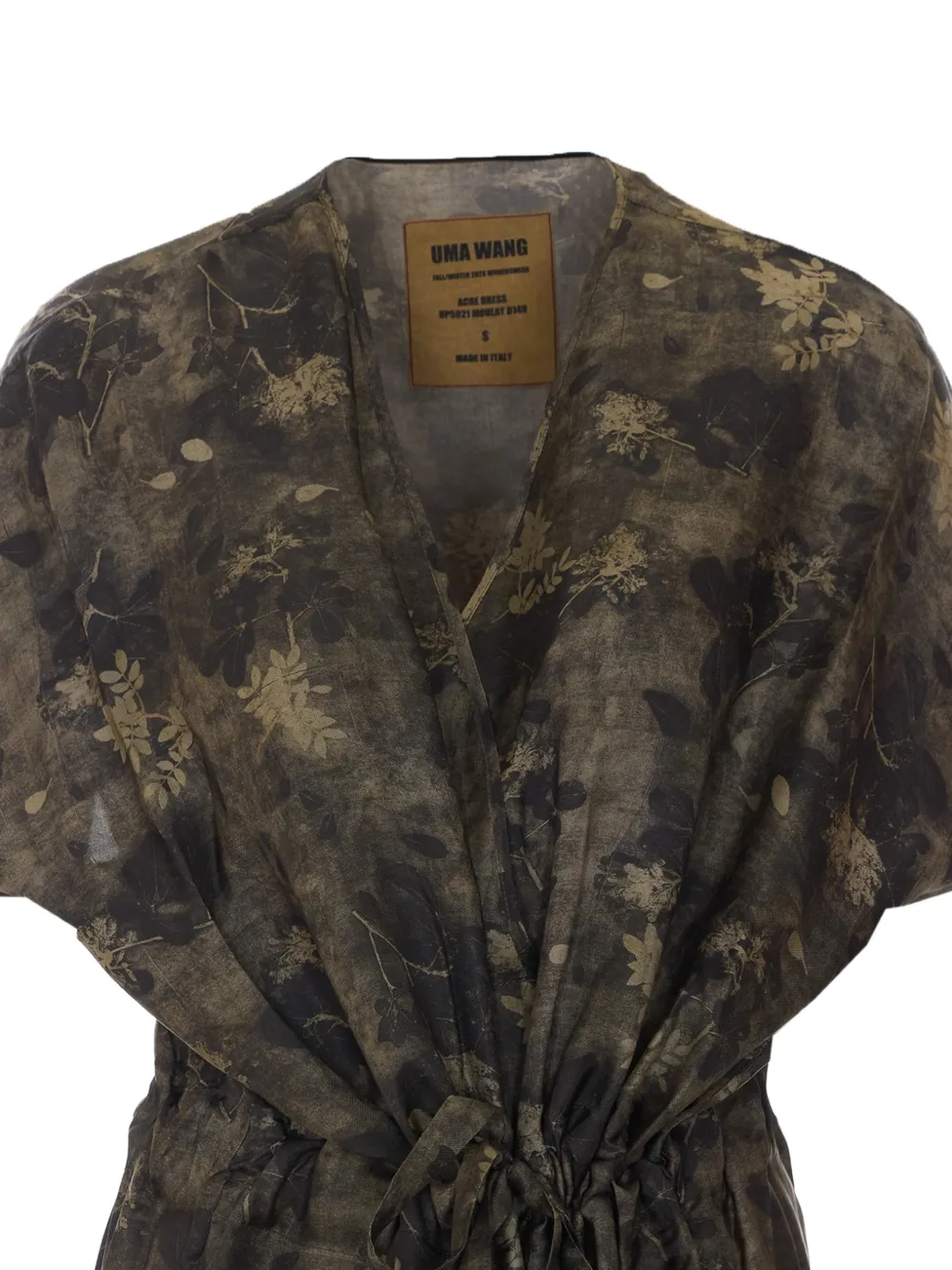 Uma Wang floral-print drawstring dress Bruin