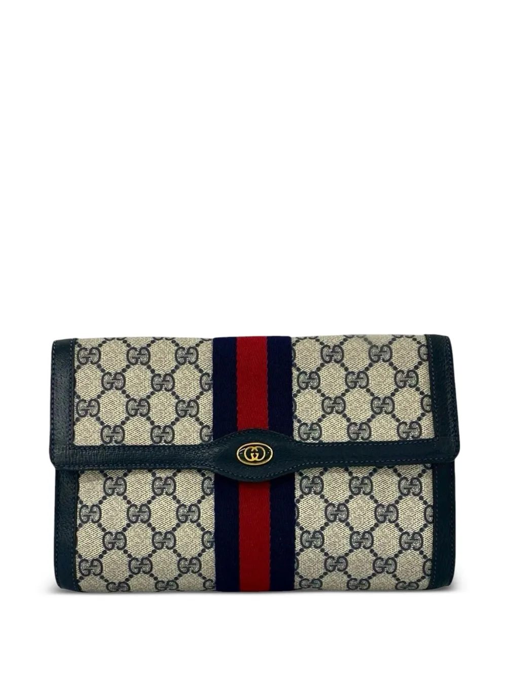 Gucci Pre-Owned Clutch in tessuto GG Supreme con decorazione Web 1980-1990 - Grigio