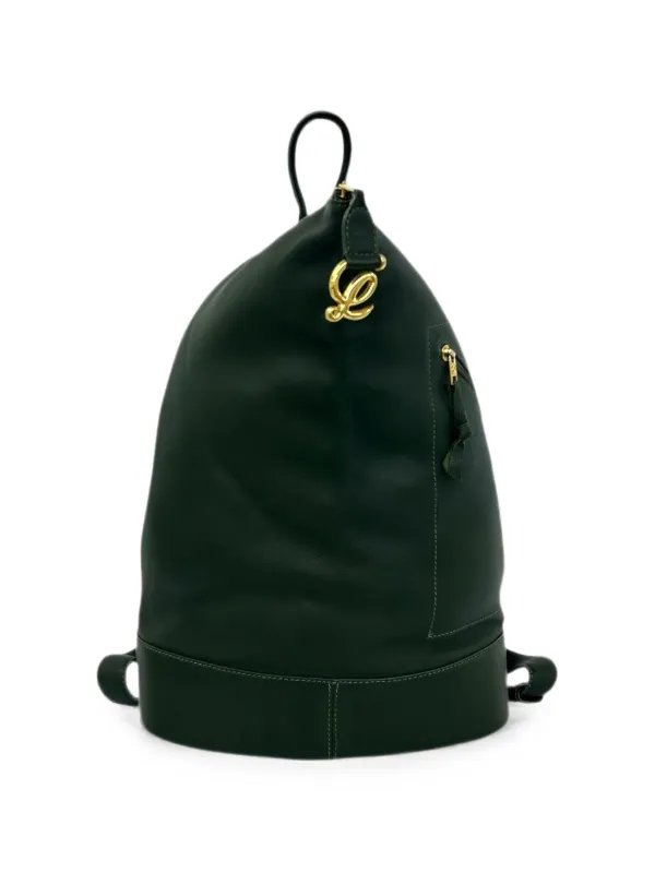 Loewe Anton Logo Leather Backpack Green Anton Loewe | eBay main image 2