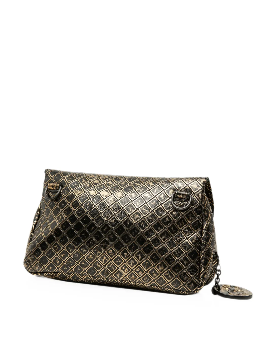 Bottega Veneta Pre-Owned 2012-2026 Metallic Calfskin Intrecciomirage Chain Flap crossbody bag - Oro