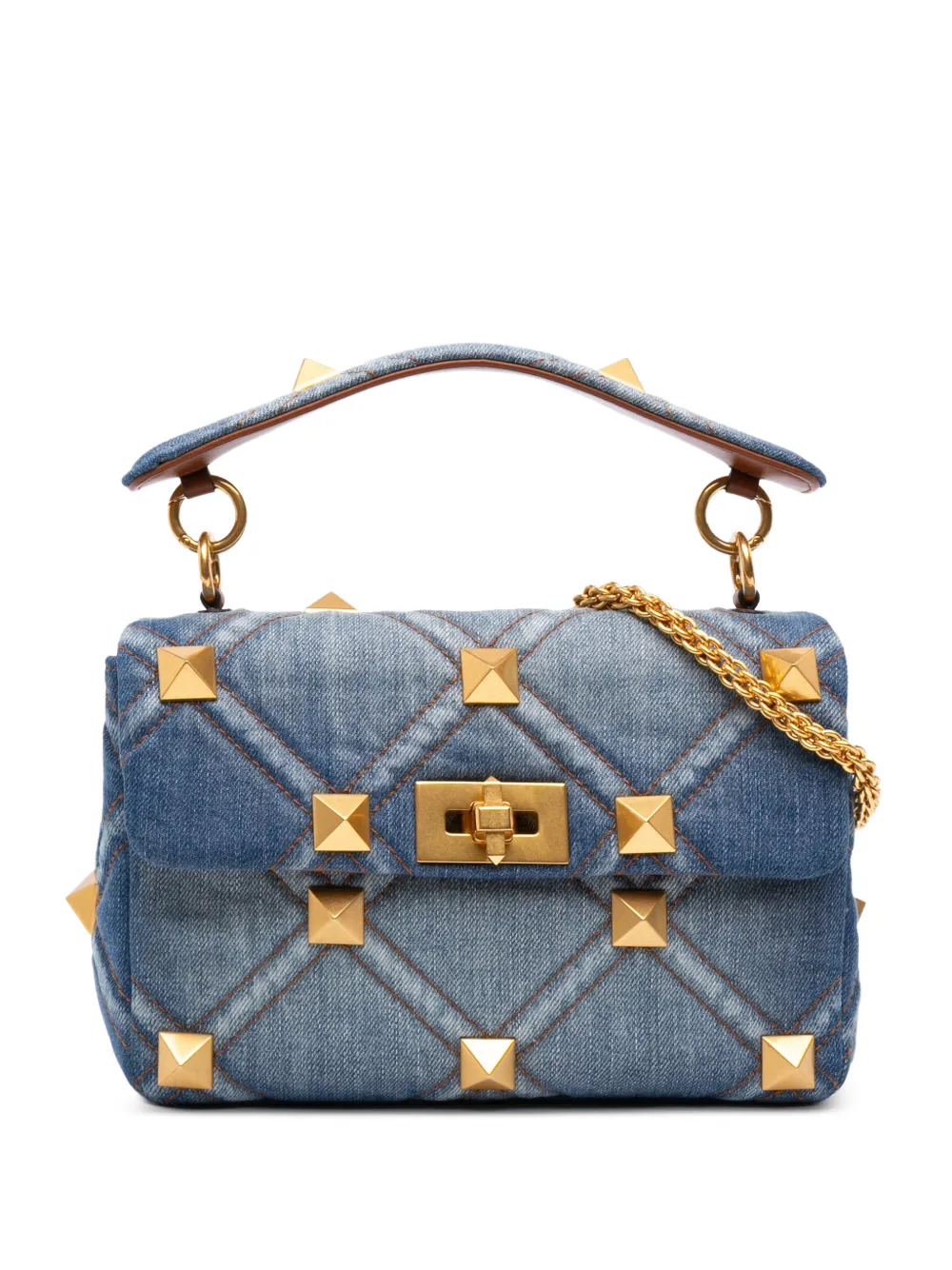 Valentino Garavani Pre-Owned 2018-2026 Medium Denim Roman Stud satchel - Blu