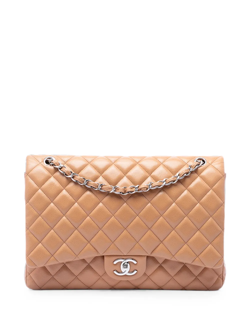 CHANEL Pre-Owned 2010-2011 Maxi Classic Caviar Single Flap shoulder bag - Braun