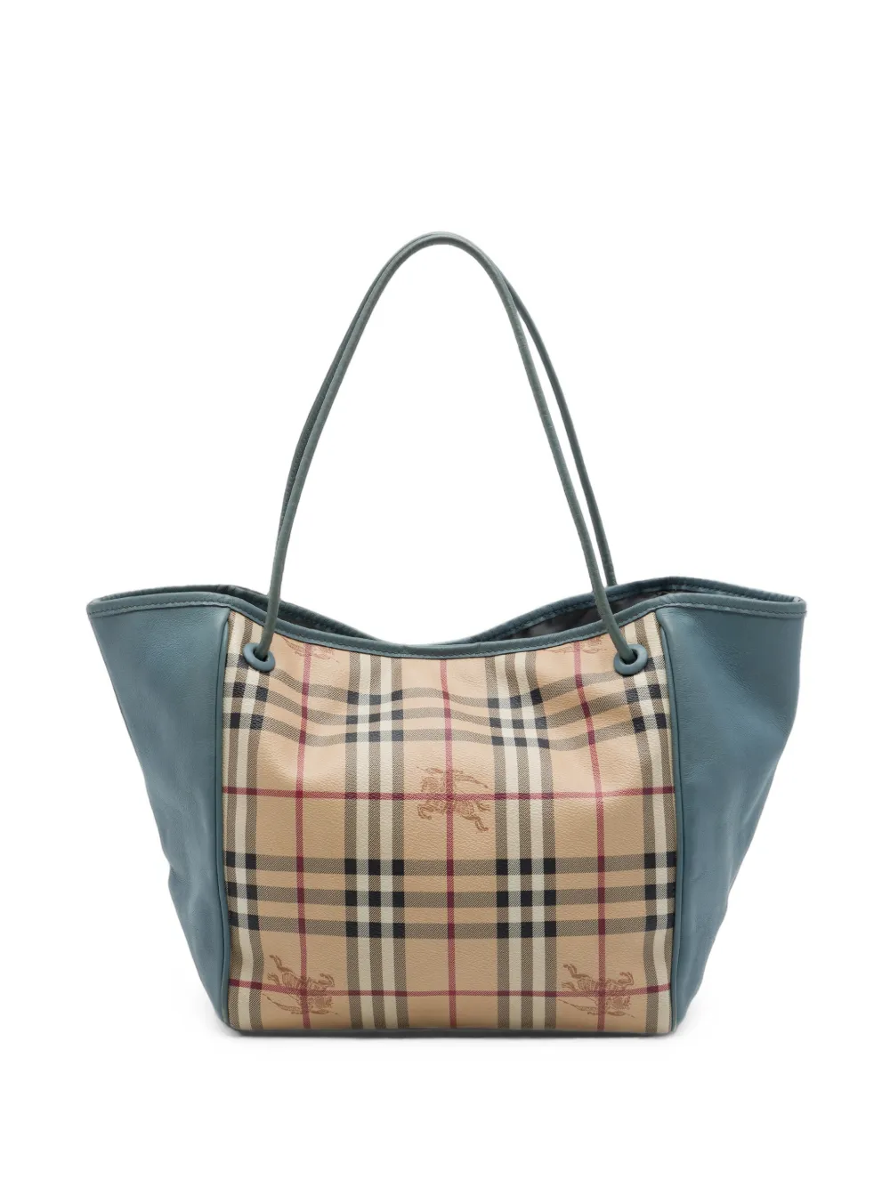 Burberry Pre-Owned Borsa tote con motivo Haymarket Check piccola in tela cerata Canterbury e pelle di vitello 2000-2017 - Blu