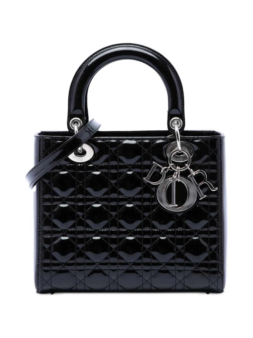 Christian Dior Pre-Owned 2012 Medium Patent Cannage Lady Dior satchel - Schwarz