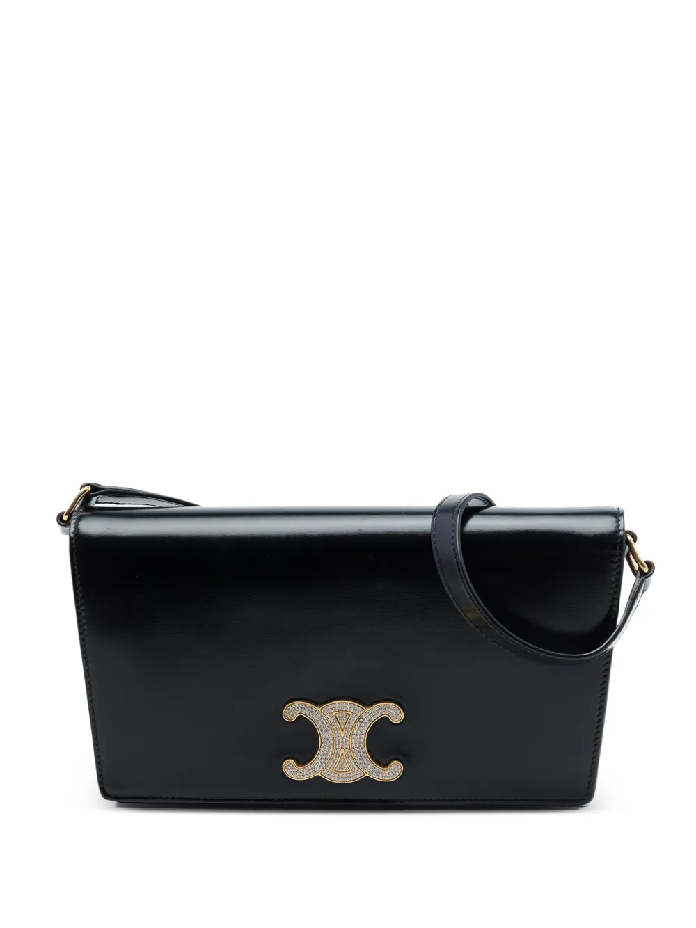 Celine Pre-Owned 2022 Shiny Calfskin Strass Triomphe Trapeze shoulder bag - Nero