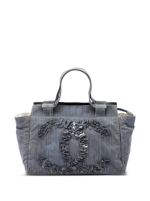 CHANEL Pre-Owned 2006-2008 CC Striped Canvas Shopper tote bag