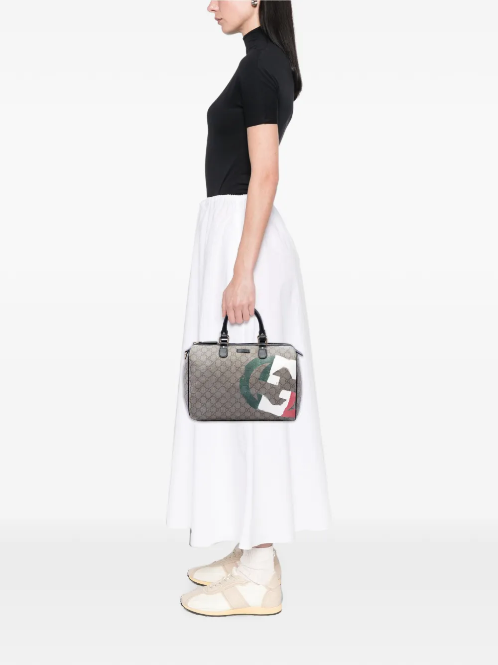 Gucci Pre-Owned 2016-2026 Medium GG Supreme Italian Flag Joy boston bag - Nude