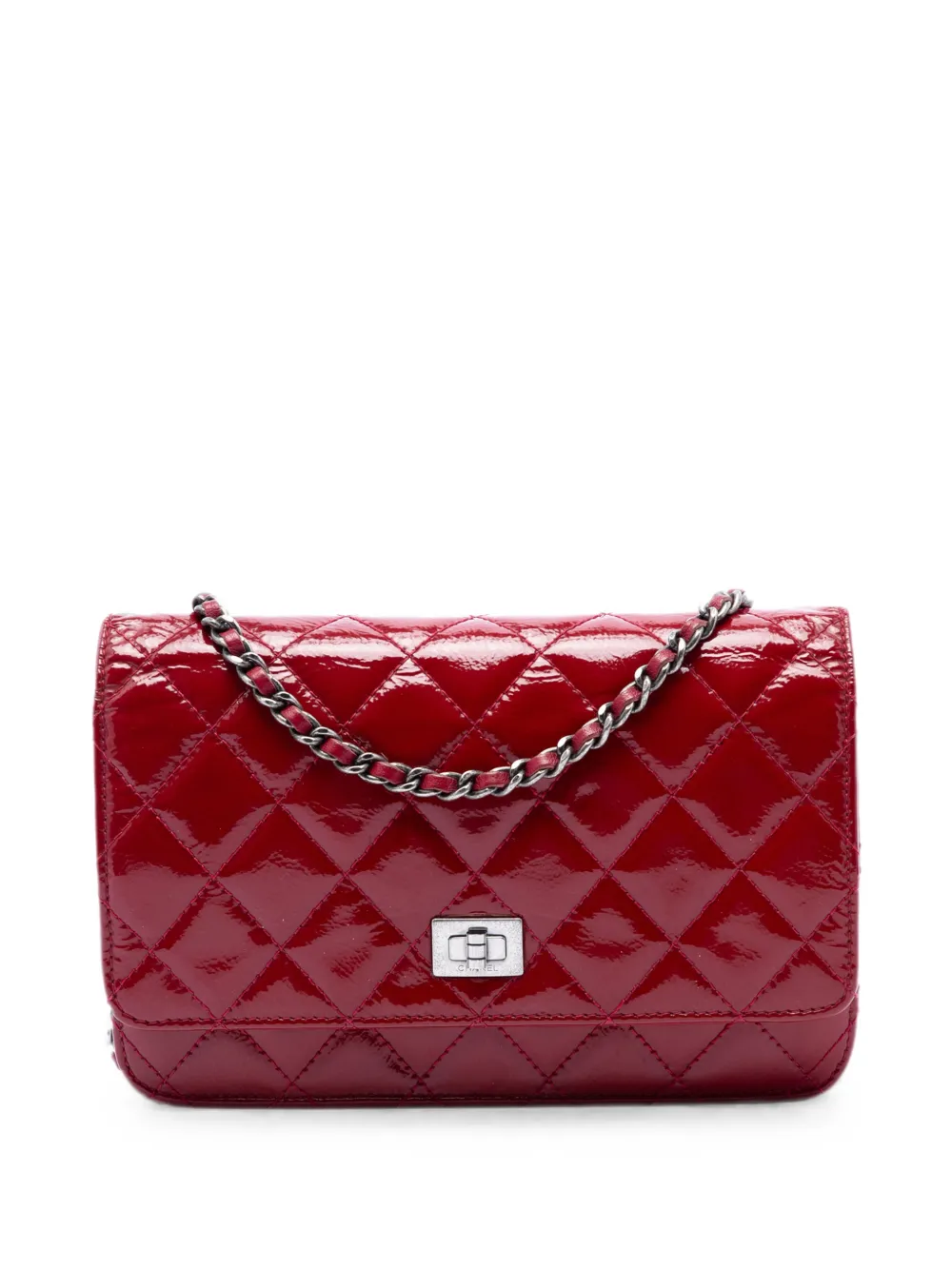 CHANEL Pre-Owned 2009-2010 Quilted Patent Reissue 2.55 Wallet On Chain crossbody bag - Rot