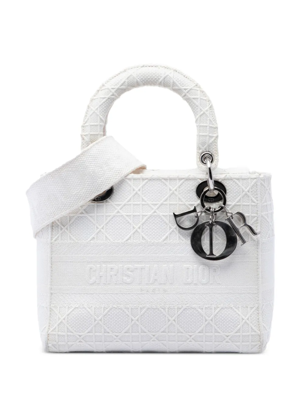 Christian Dior Pre-Owned 2020 Medium Canvas Cannage Lady D Lite satchel - Bianco