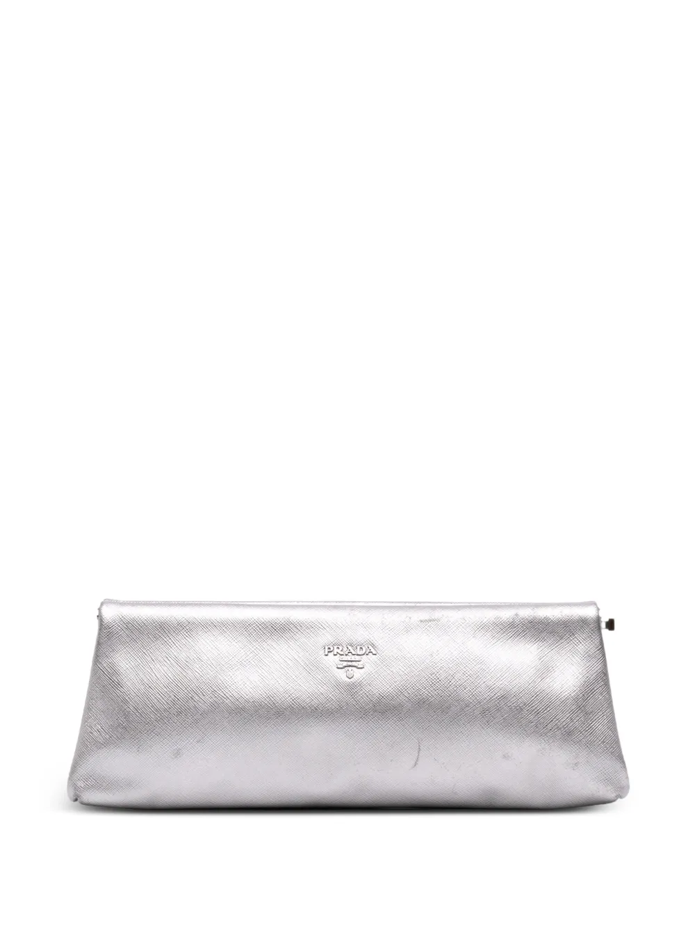 Prada Pre-Owned 2013-2026 Metallic Saffiano Frame clutch bag - Argento