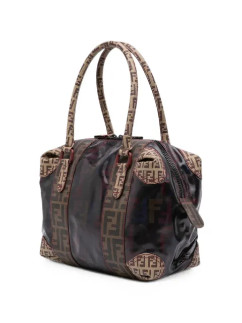 Fendi Pre-Owned 2000-2010 Zucca Trimmed Coated Canvas Mixed Media boston bag