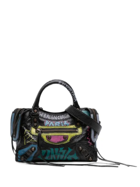 Balenciaga Pre-Owned bolsa satchel Motocross Graffiti All Over Classic City mini de piel de cordero 2018