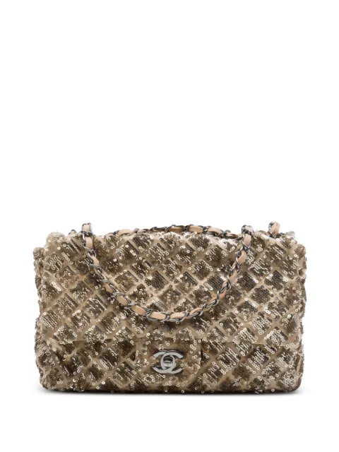 CHANEL Pre-Owned 2012-2013 CC Quilted Sequin Embellished Satin Flap shoulder bag