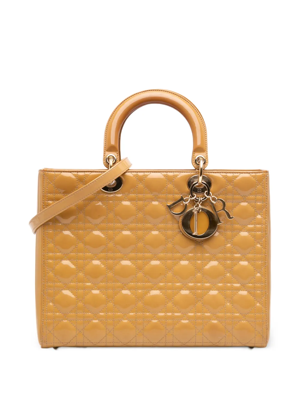 Christian Dior Pre-Owned 2012 Large Patent Cannage Lady Dior satchel - Toni neutri