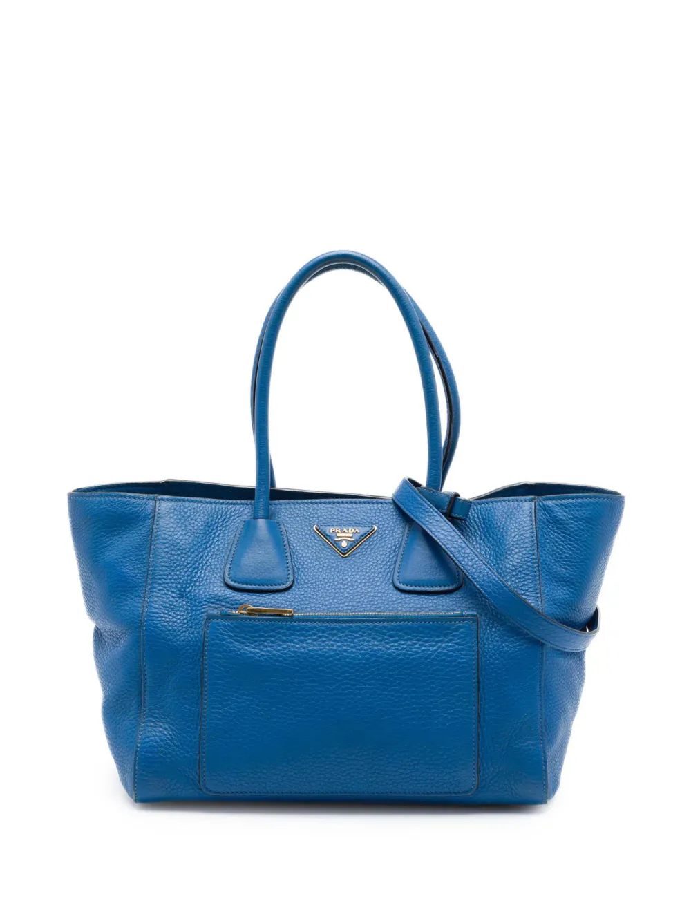 Prada Pre-Owned 2000-2013 Vitello Daino Front Pocket Open Convertible Tote satchel - Blu