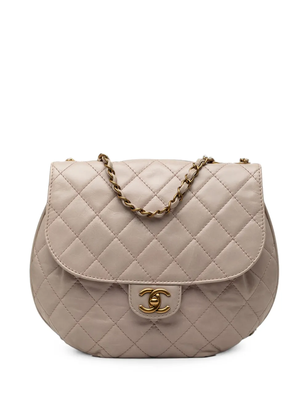 Pre-owned Chanel 2014-2015 Medium Aged Calfskin Bubble Cc Flap Shoulder Bag In Neutrals