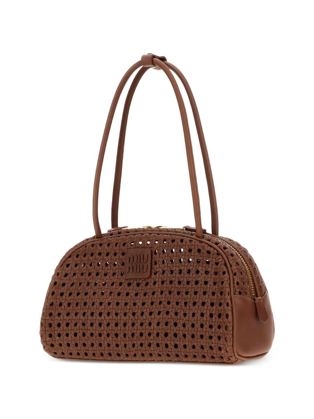 Miu Beau geweven leren tas Bruin