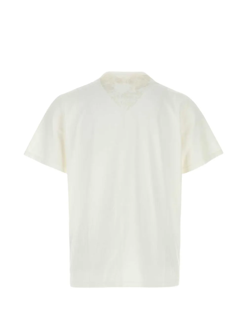 Maison Margiela T-shirt met kanten vlak en V-hals Beige