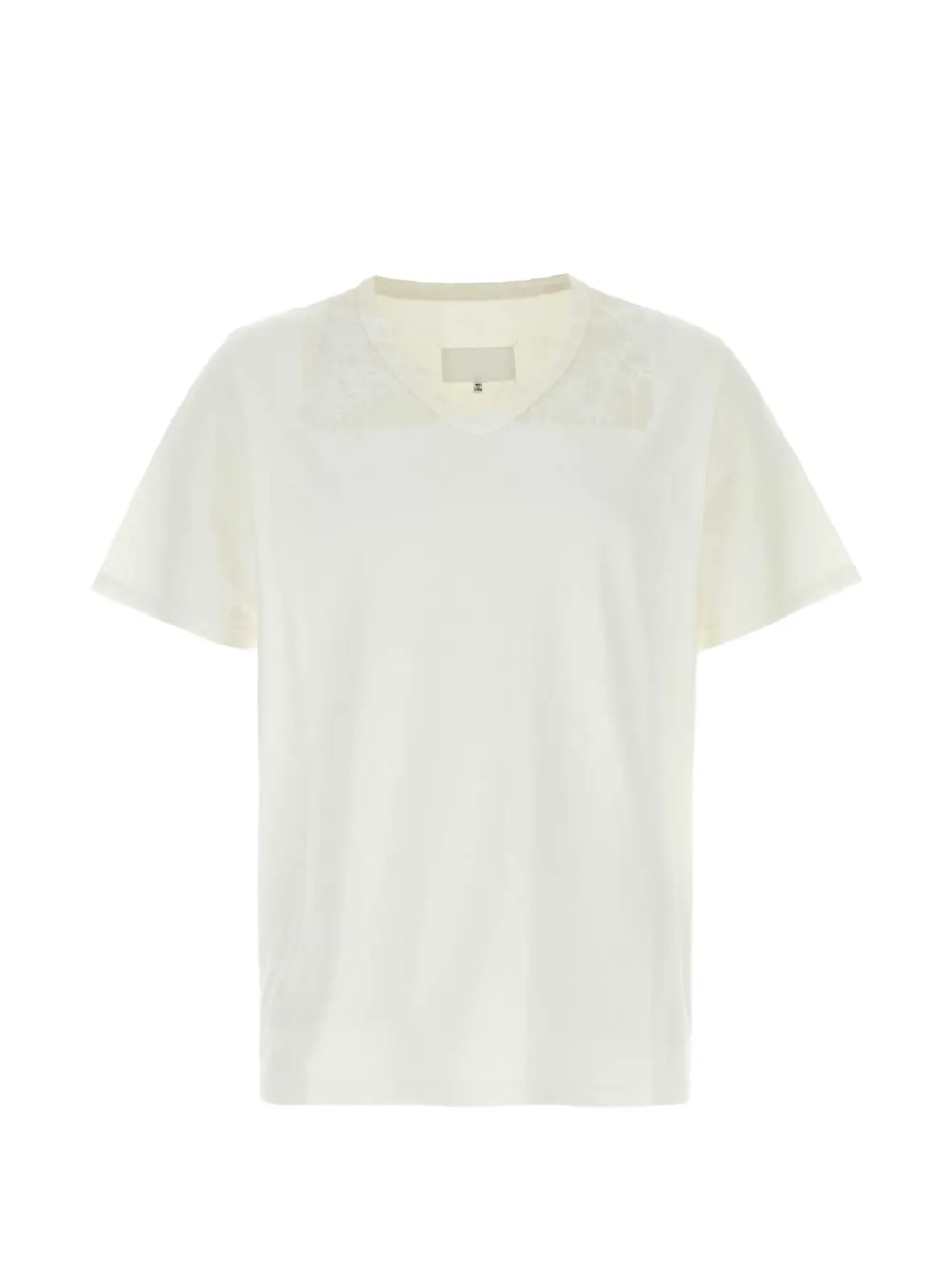 Maison Margiela lace-panel V-neck T-shirt - Nude