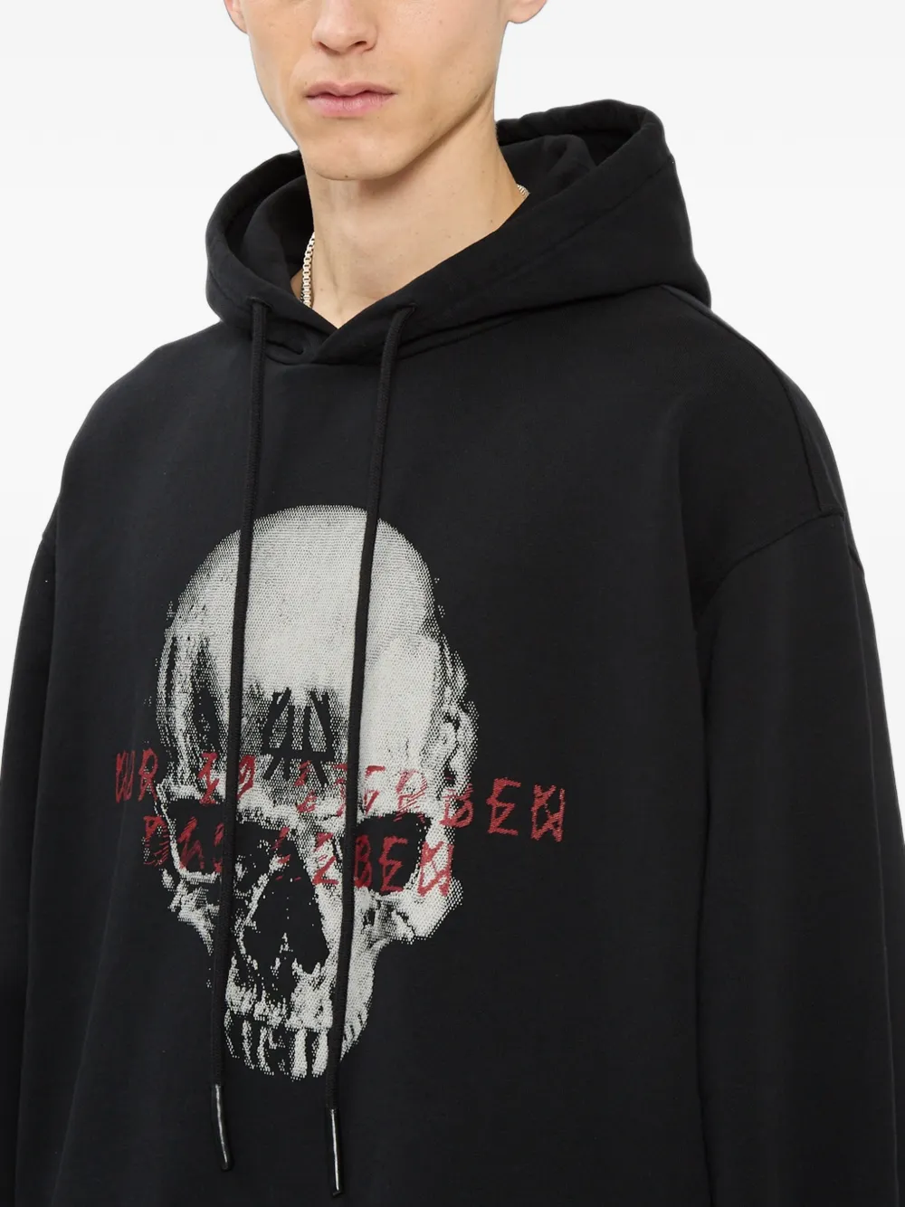 44 LABEL GROUP Hoodie met doodskopprint Zwart