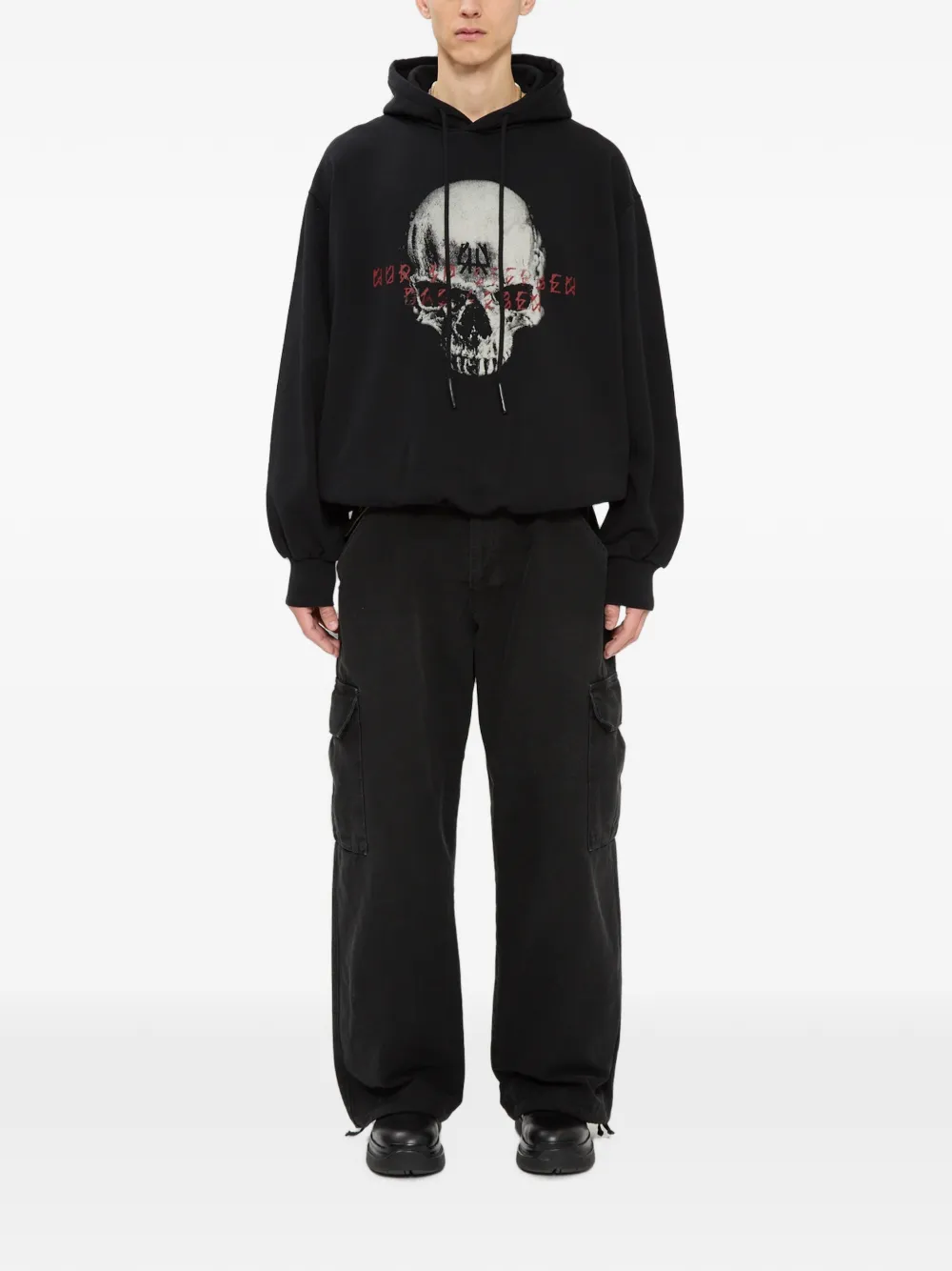 44 LABEL GROUP Hoodie met doodskopprint Zwart