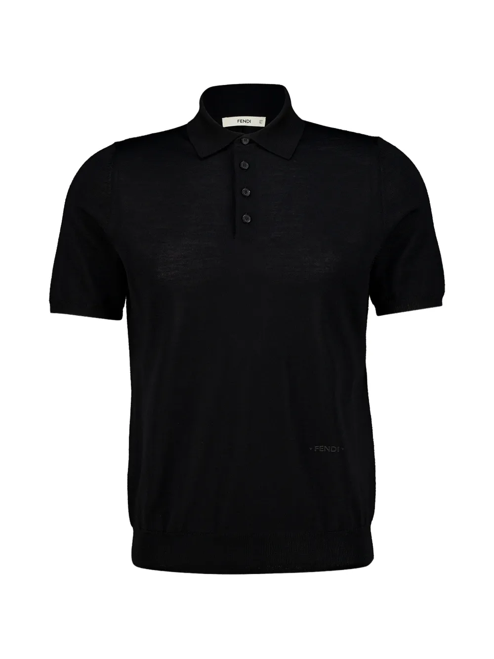 FENDI fine-knit wool polo shirt - Nero