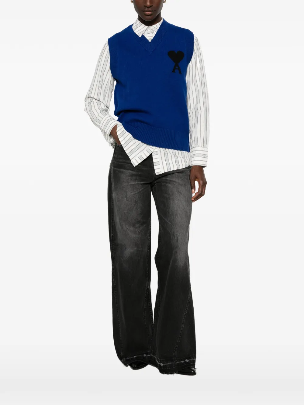 AMI Paris Ami de Coeur top Blauw