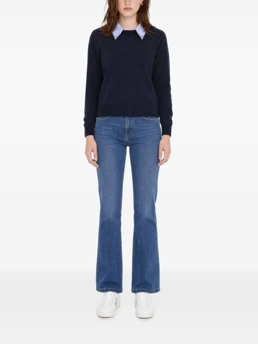 LIU JO Trui met popelinedetail Blauw