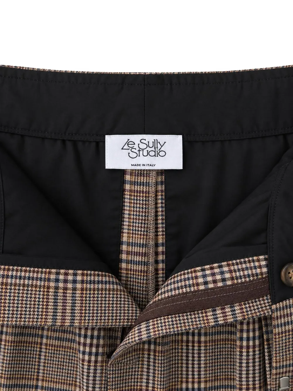 LE SULLY STUDIO Plooibroek met Prince of Wales-ruit Bruin