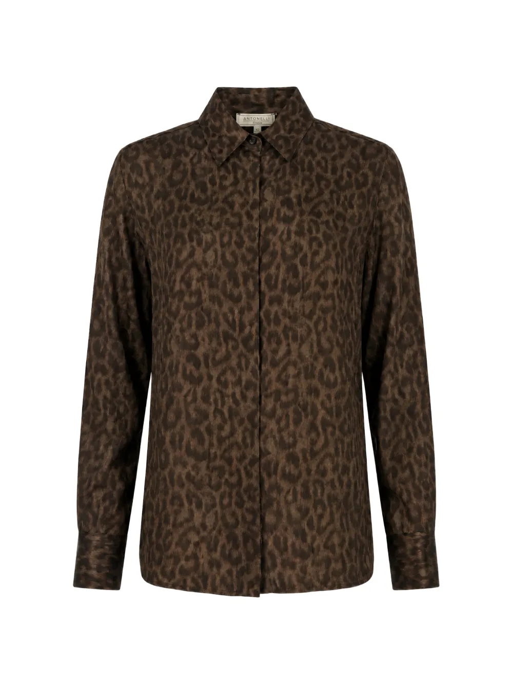 Antonelli leopard-print pleated-back shirt - Brown