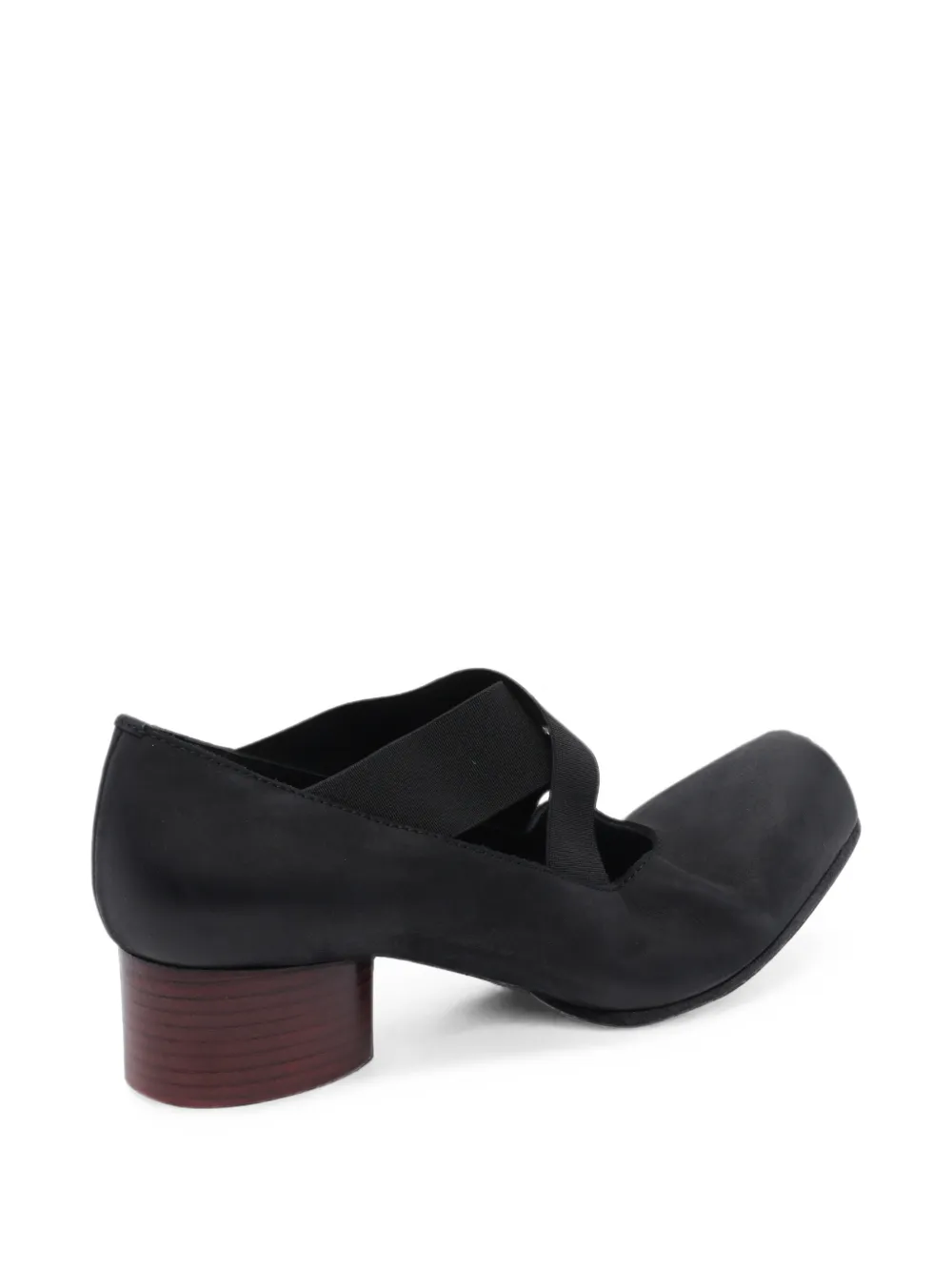 Uma Wang crossover-strap block-heel ballet flats Zwart