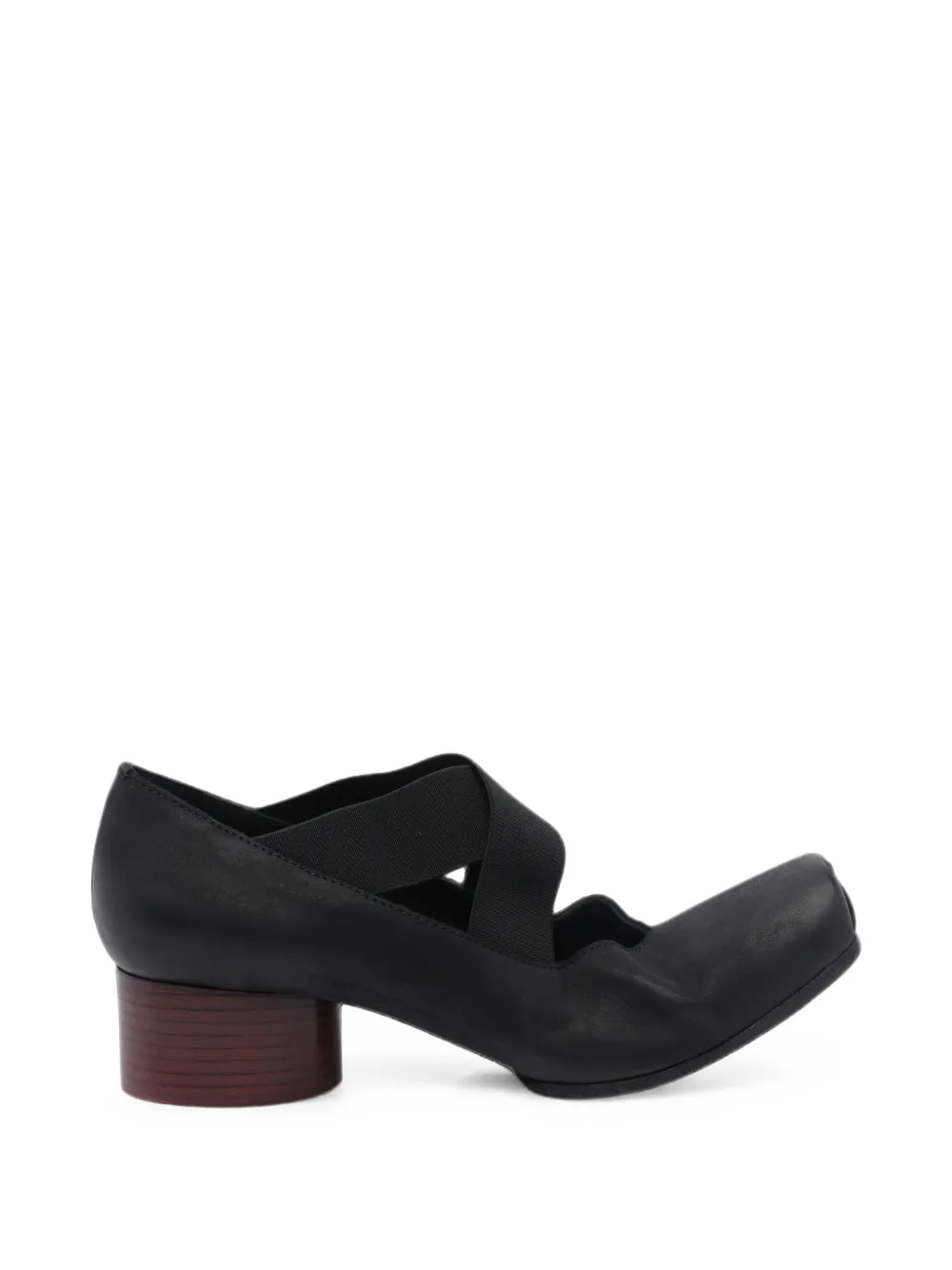 Uma Wang Crossover-strap Block-heel Ballet Flats In Black