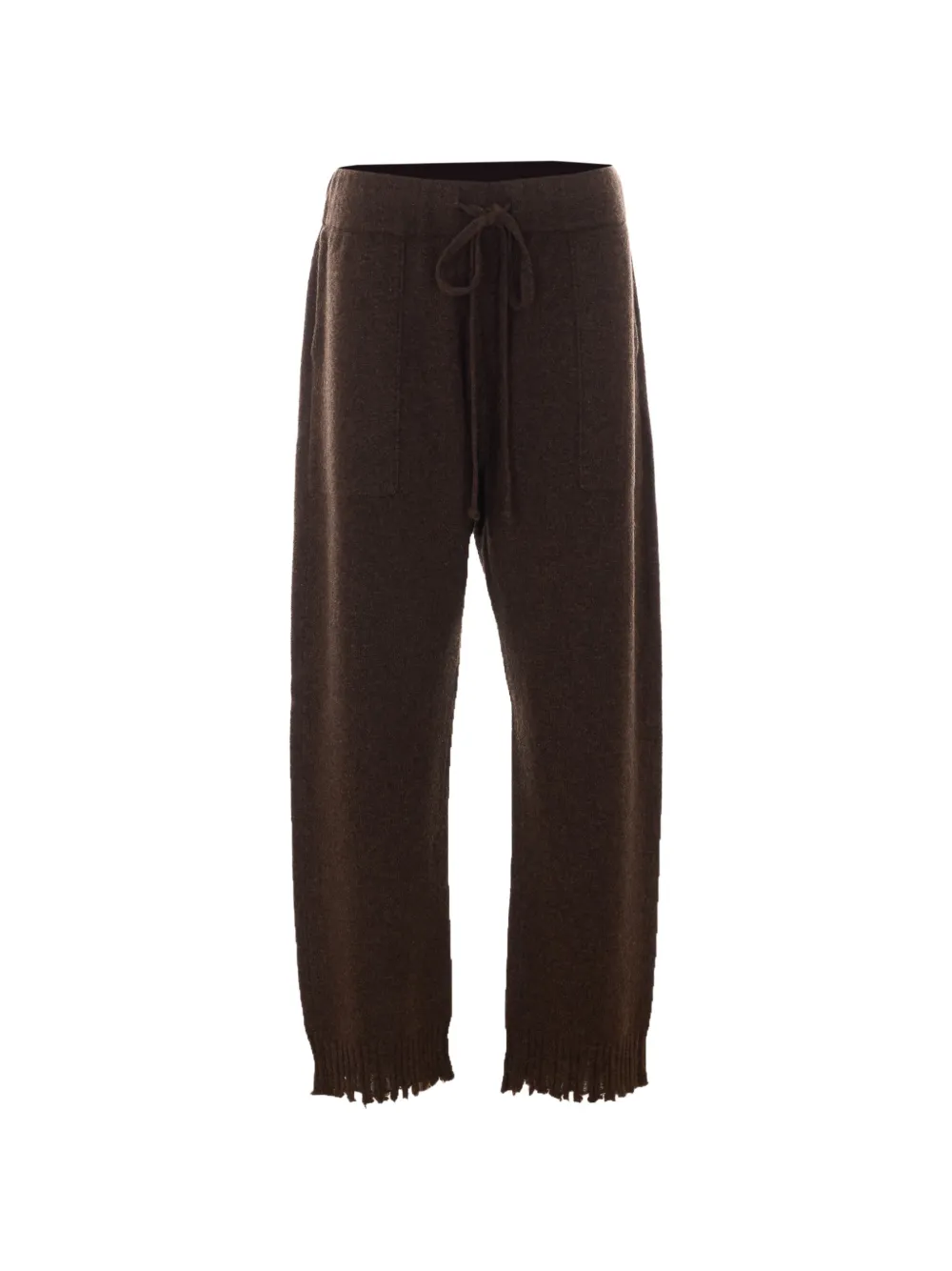 Uma Wang drawstring-waist frayed-edge trousers - Marrone